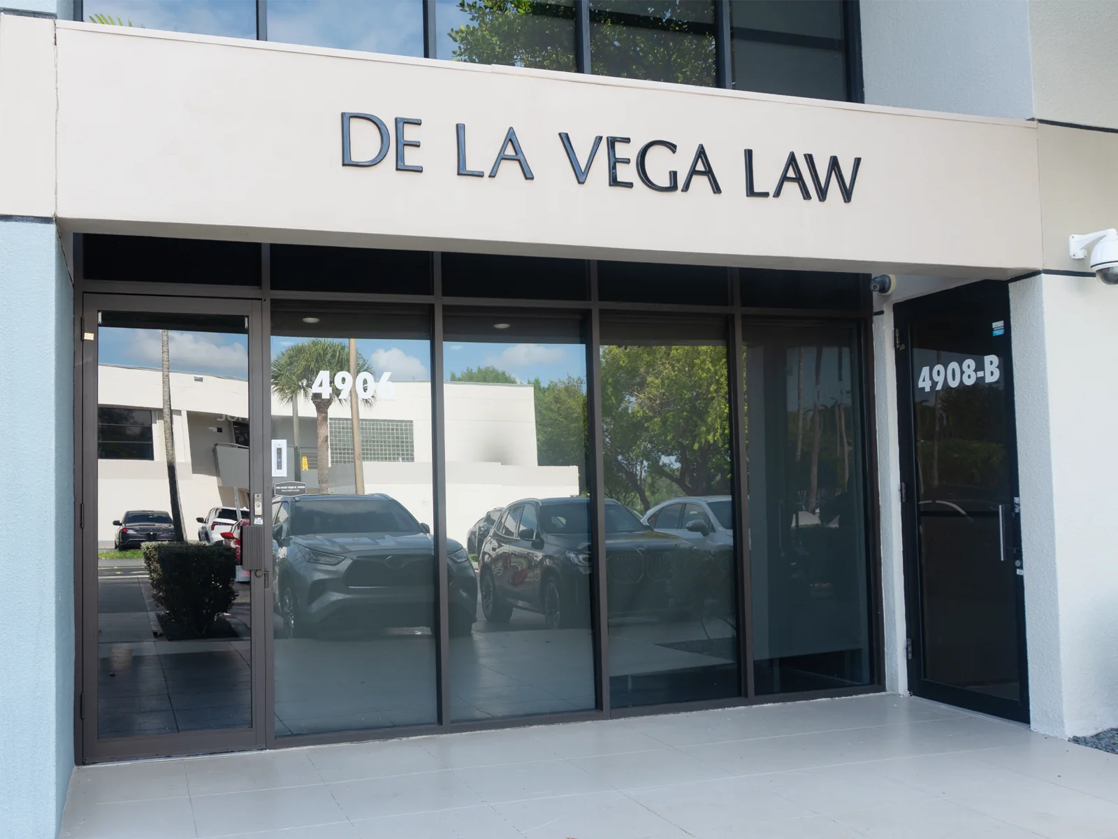 Entrance to De La Vega Law’s main Miami office